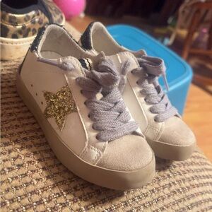 Kids White Sneakers with Gold Star